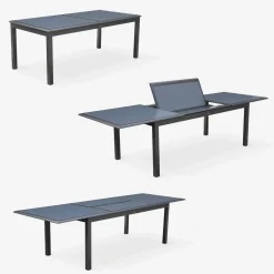 8-seater extendable aluminium garden table set with chairs