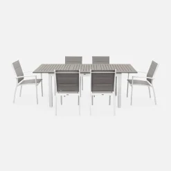 6-seater extendable aluminium garden table with chairs