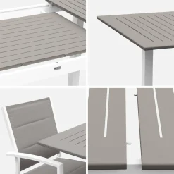 6-seater extendable aluminium garden table with chairs