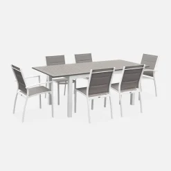 6-seater extendable aluminium garden table with chairs