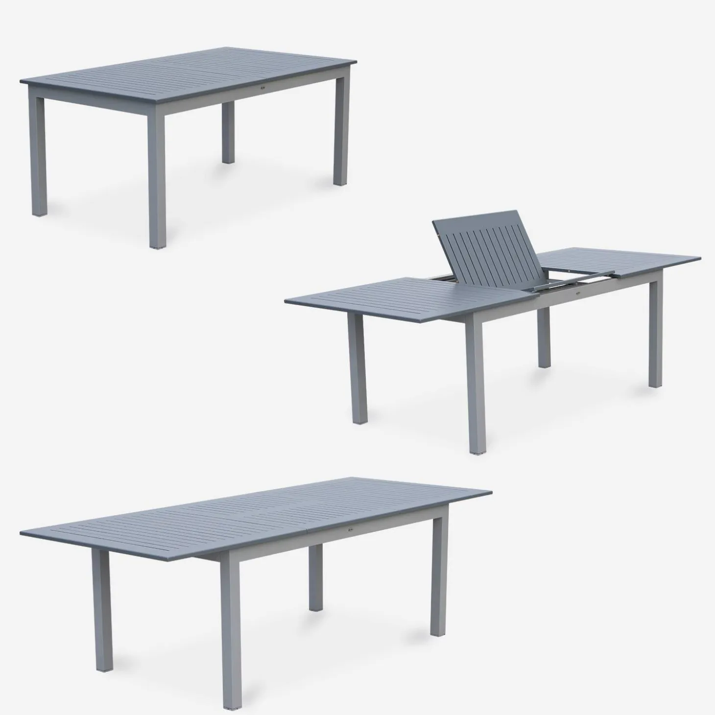 8-seater extendable aluminium garden table set with chairs