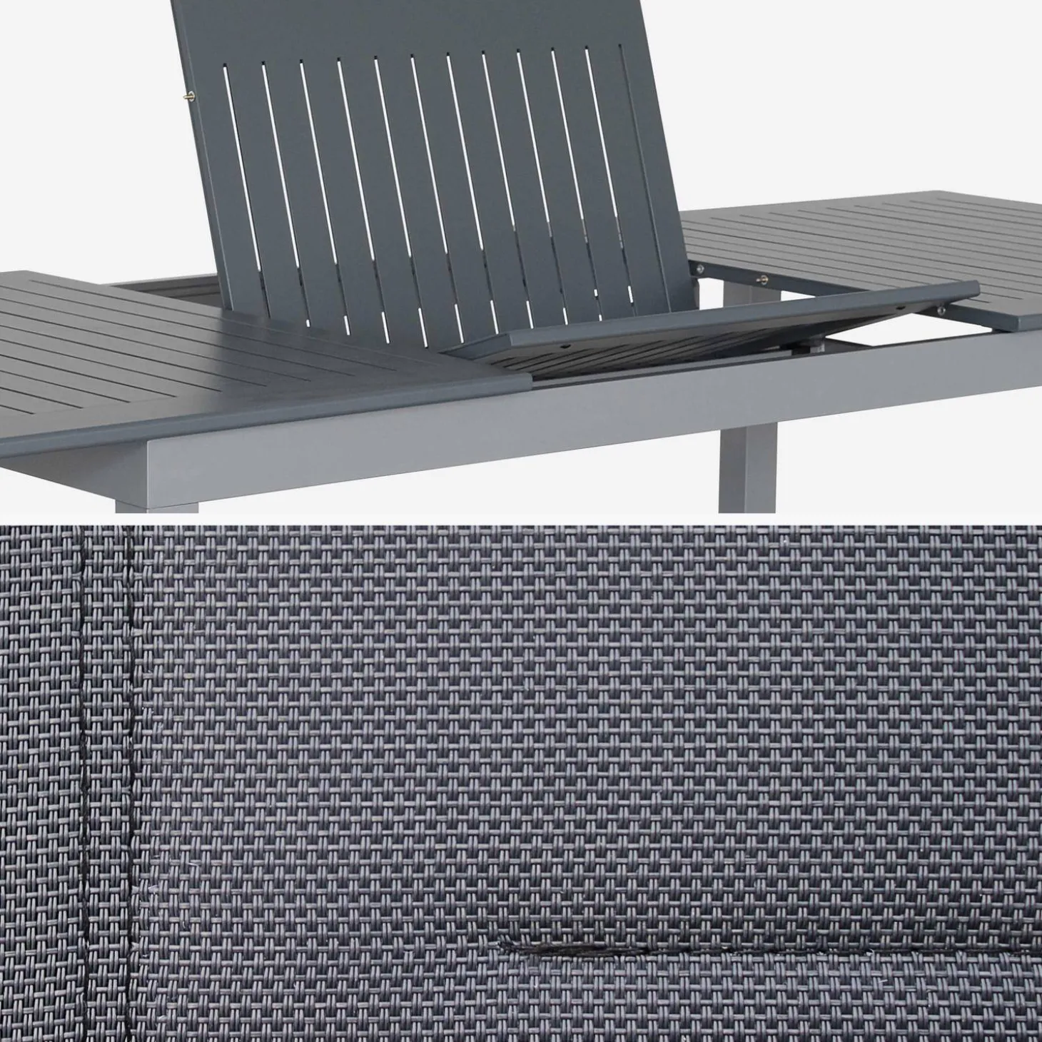 8-seater extendable aluminium garden table set with chairs