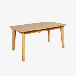 4-6 seater extendable rectangular dining table, oak and metal veneer