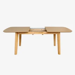 4-6 seater extendable rectangular dining table, oak and metal veneer