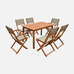 6-seater extendable wooden garden table set with chairs
