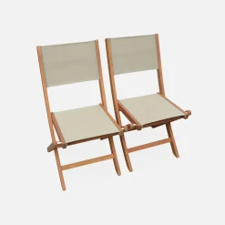 6-seater extendable wooden garden table with 6 textilene chairs