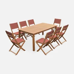 8-seater extendable wooden garden table set with chairs