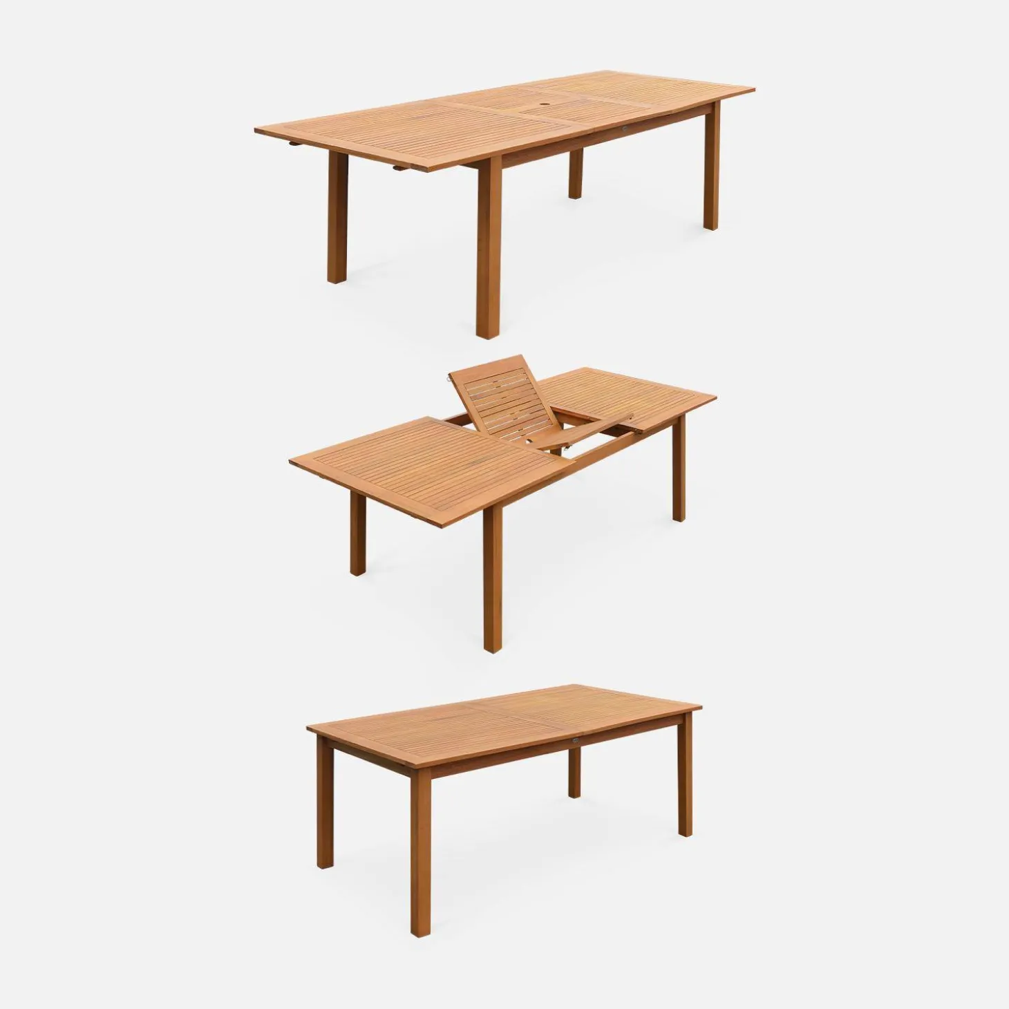 8-seater extendable wooden garden table set with chairs