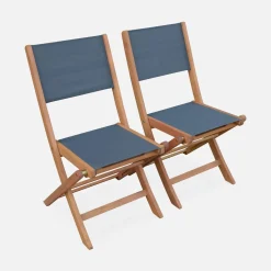 6-seater extendable wooden garden table with 6 textilene chairs