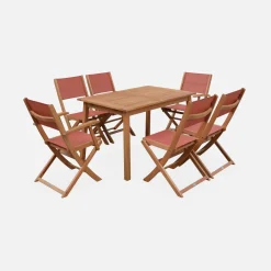 6-seater extendable wooden garden table set with chairs