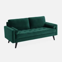 3-seater fabric sofa with vintage style