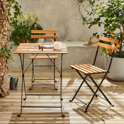 2-seater foldable bistro garden table with chairs