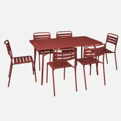 6-seater folding metal garden table with 6 chairs