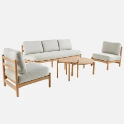 5-seater garden furniture set in acacia wood