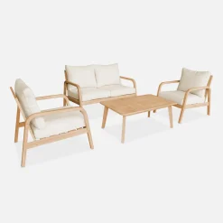 4-seater garden sofa set in acacia wood