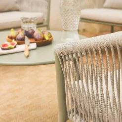 4-seater garden sofa set in steel and resin ropes