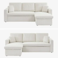 3-seater large corduroy corner sofa bed