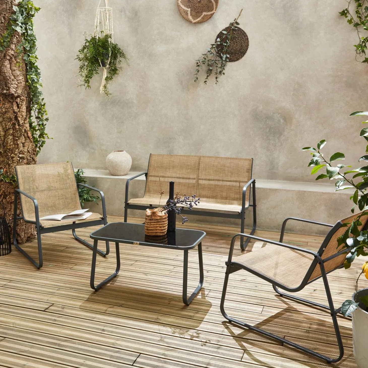 4-seater metal garden furniture set