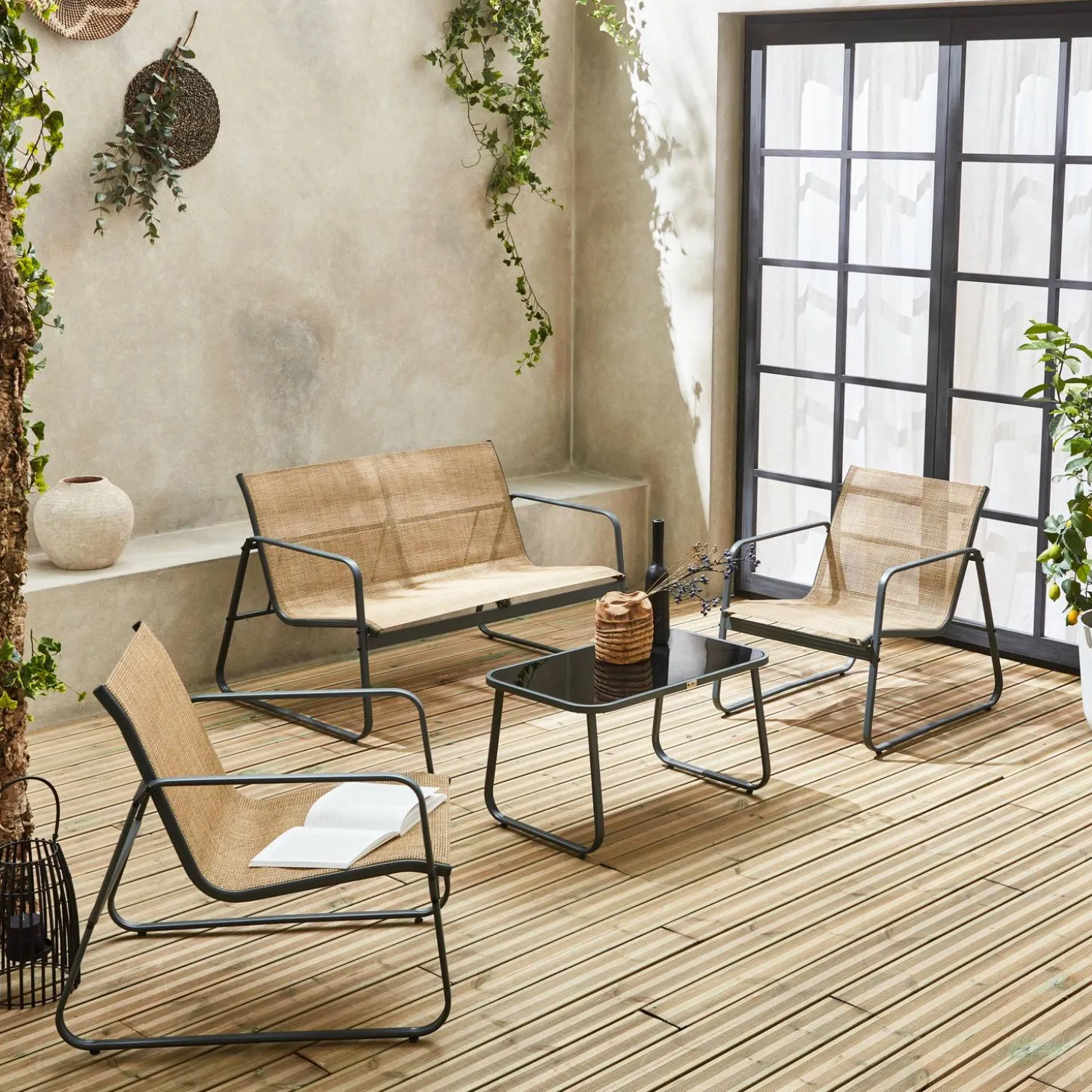 4-seater metal garden furniture set
