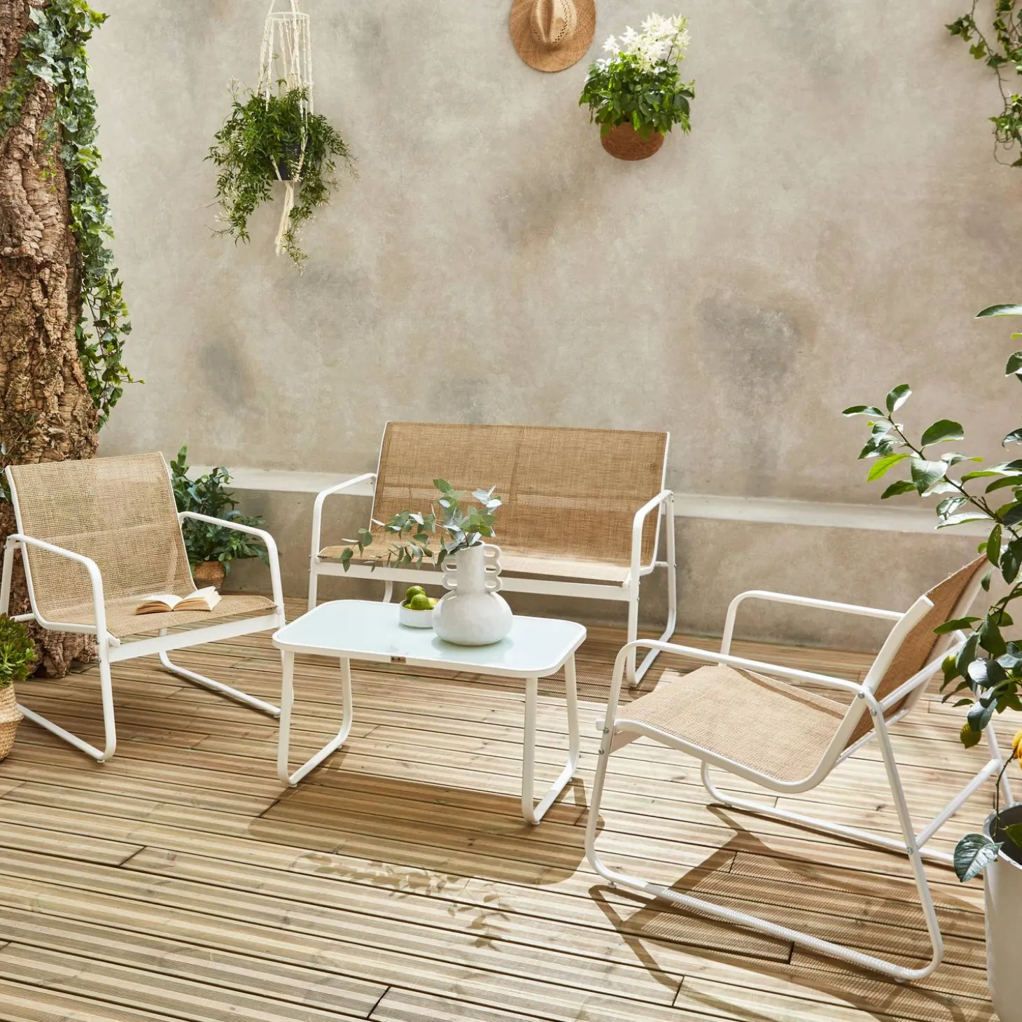 4-seater metal garden furniture set