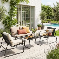 4-seater metal garden furniture set