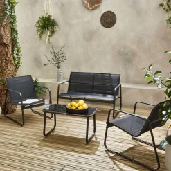4-seater metal garden furniture set