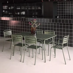 6-seater metal garden table set with 6 chairs