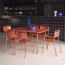 6-seater metal garden table set with 6 chairs
