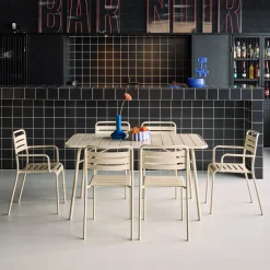 6-seater metal garden table set with 6 chairs