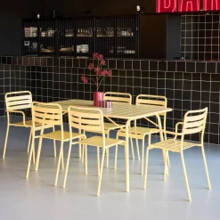 6-seater metal garden table set with 6 chairs