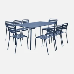 8-seater metal garden table with 8 chairs