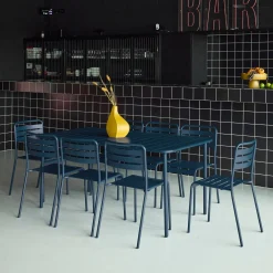 8-seater metal garden table with 8 chairs