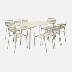 8-seater metal garden table with 8 chairs