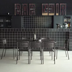 8-seater metal garden table with 8 chairs