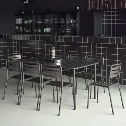 8-seater metal garden table with 8 chairs