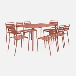8-seater metal garden table with 8 chairs