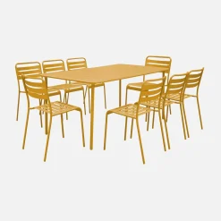 8-seater metal garden table with 8 chairs