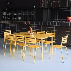8-seater metal garden table with 8 chairs