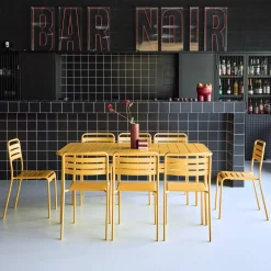 8-seater metal garden table with 8 chairs
