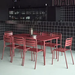 8-seater metal garden table with 8 chairs