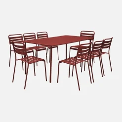 8-seater metal garden table with 8 chairs