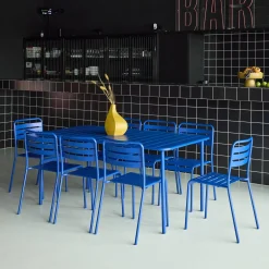 8-seater metal garden table with 8 chairs