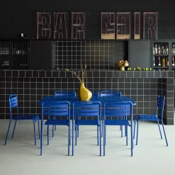 8-seater metal garden table with 8 chairs