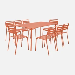 8-seater metal garden table with 8 chairs