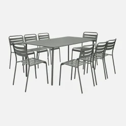 8-seater metal garden table with 8 chairs