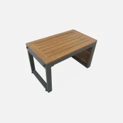 4-seater modular aluminium and acacia garden lounge set
