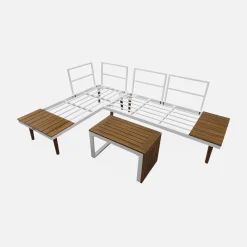 4-seater modular aluminium and acacia garden lounge set