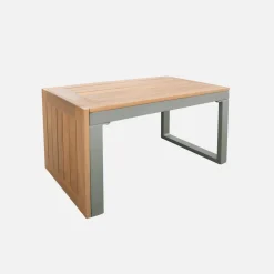 4-seater modular aluminium and acacia garden lounge set