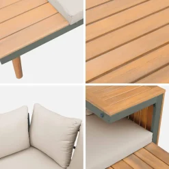 4-seater modular aluminium and acacia garden lounge set
