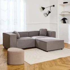 2-3 seater modular sofa with water-repellent fabric and footstool